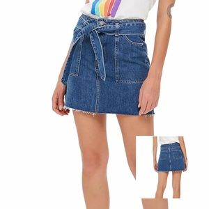 TOPSHOP Y2K Moto Denim Jean Belted‎ Mini Skirt 10